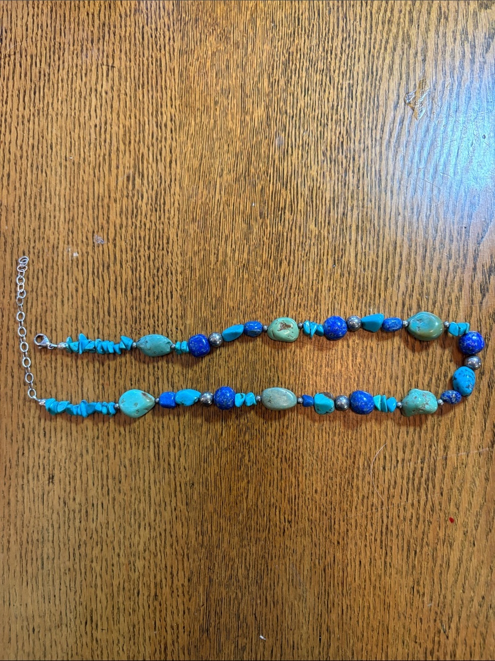 Turquoise & Lapis Stone Beaded Necklace - Women Jewelry - Picture 4 of 5